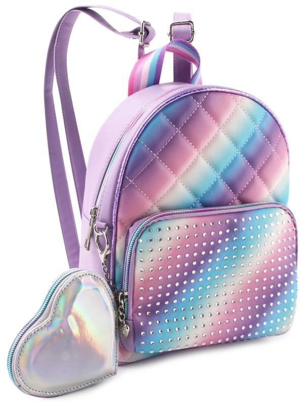 OMG Rhinestones Quilted Mini Backpack & Coin Purse Set
