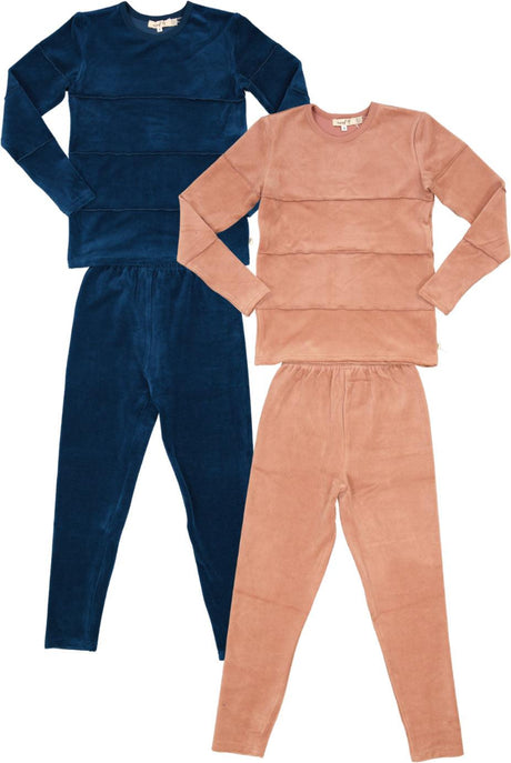 Neuf 9 Boys Girls Top Stitch Velour Pajamas - WB3CP4905EV