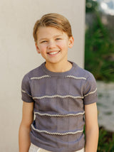 Looms by Ely's & Co. Boys Wavy Knit Short Sleeve Sweater - LSS26-0098