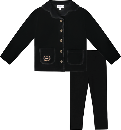 Bopop Boys Girls Embroidered Crest Velour Pajamas - M927
