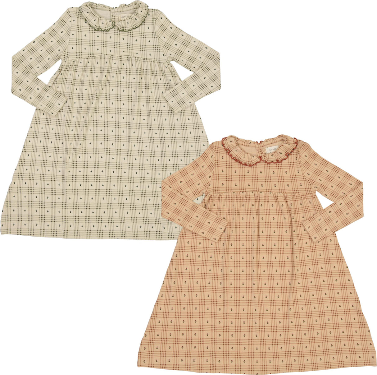 Ely's & Co Girls Plaid Floral Dress - AW25-003