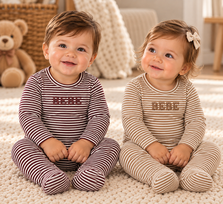 Fragile Baby Boys Girls Striped Cotton Footie - WB6CP7483