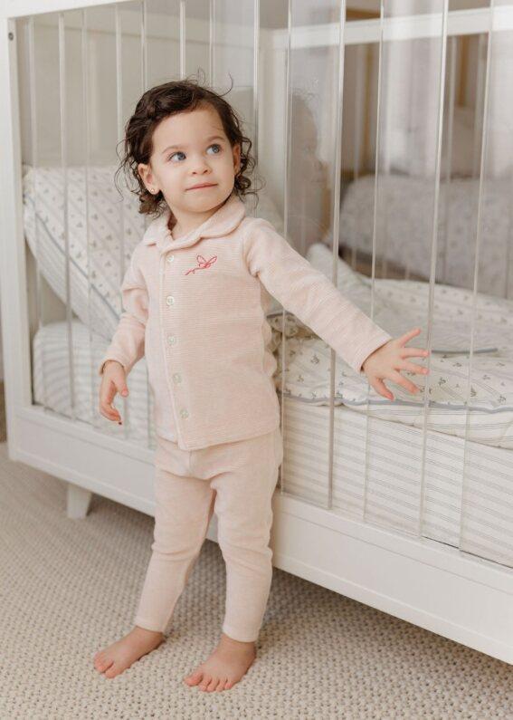 Ely's & Co Boys Girls Velour Stripe Grandpa Pajamas - AW25-002