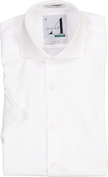 Alviso Boys White Short Sleeve 100% Cotton Non-Iron Dress Shirt - 1N42