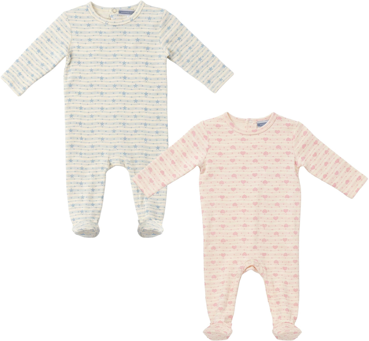 Whipped Cocoa Baby Boys Girls Striped Hearts/Stars Cotton Footie - SB6CY2859