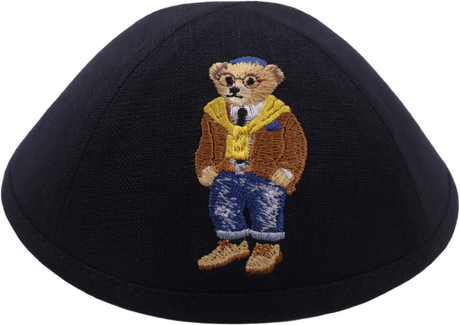 iKippah Tattered Jeans Bear Linen Yarmulka
