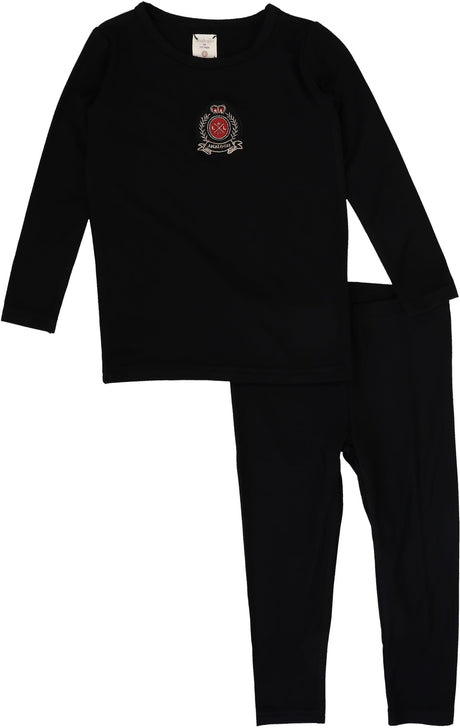 Lil Legs Dressy Loungewear Collection Boys Girls Classic Emblem Cotton Pajamas - AF26TP413