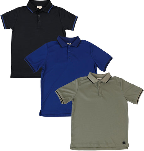 Lil Legs Wardrobe Staples Collection Boys Textured Sports Short Sleeve Polo Shirt - WTSP