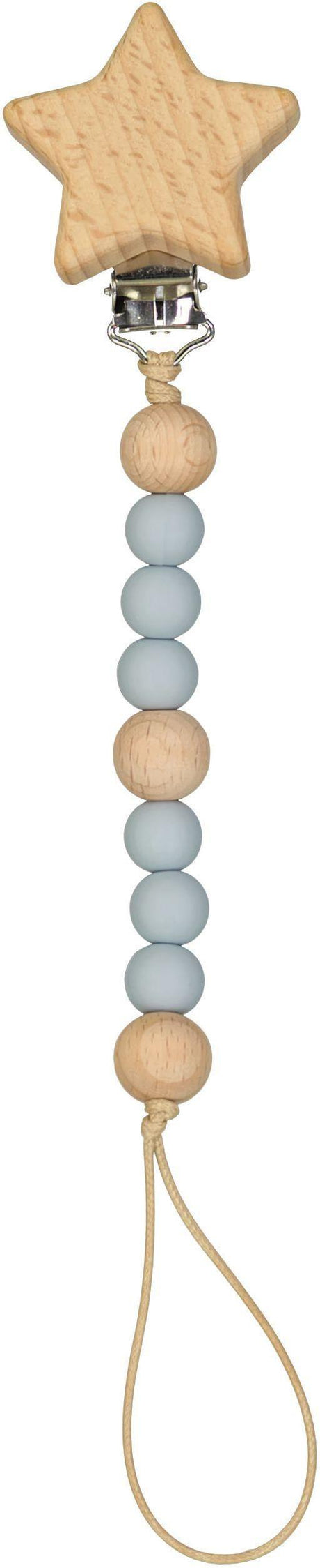 ShirtStop Silicone Beads Pacifier Clip - Wooden Star