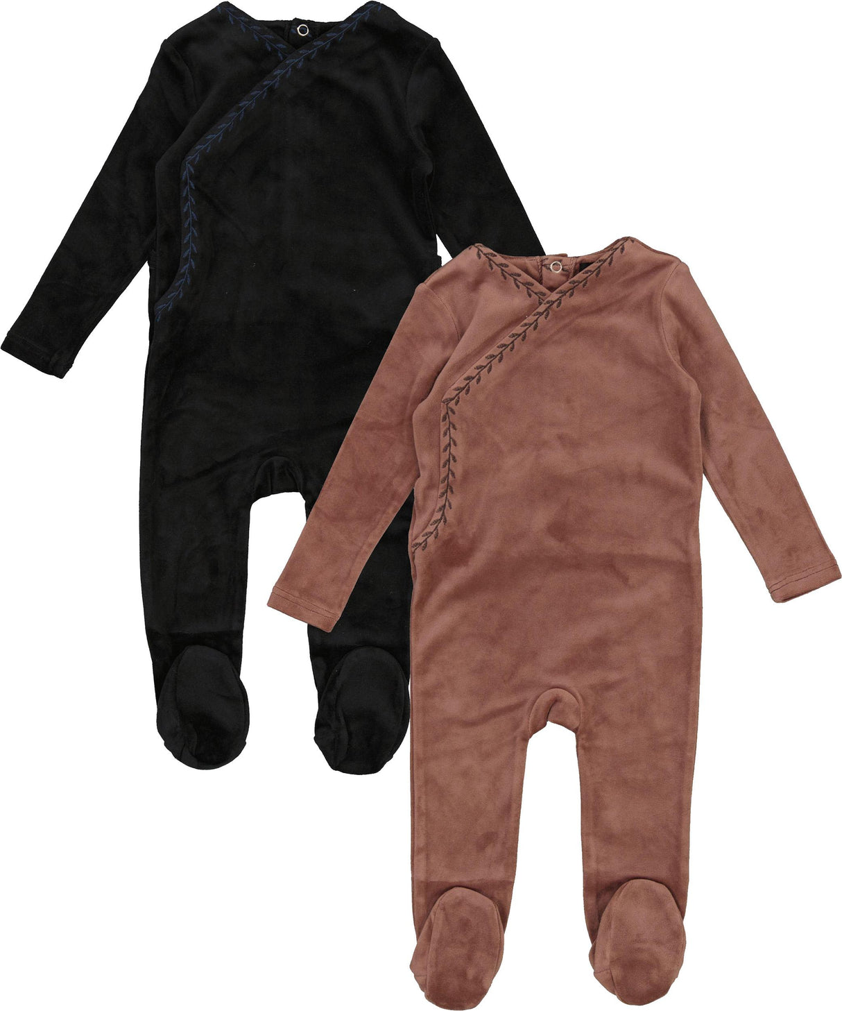 Seal Baby Boys Girls Stitched Leaves Cotton Footie - WB6CY3046B