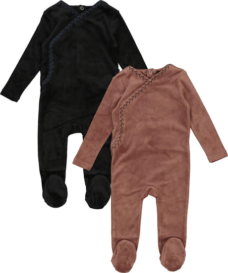 Seal Baby Boys Girls Stitched Leaves Cotton Footie - WB6CY3046B