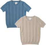 Mr. Mr. Boys Textured Column Design Short Sleeve Sweater - SB6CY2937