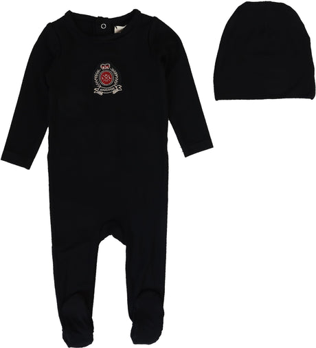 Lil Legs Dressy Loungewear Collection Baby Boys Girls Classic Crest Cotton Footie - AF26S321