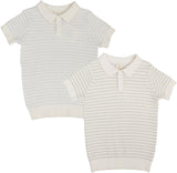 Analogie by Lil Legs Mountain Meadows Collection Boys Textured Stripe Short Sleeve Polo Sweater - TSKP