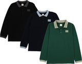 Lil Legs Wardrobe Staples Collection Boys Contrast Collar Long Sleeve Polo Shirt - AF26T716
