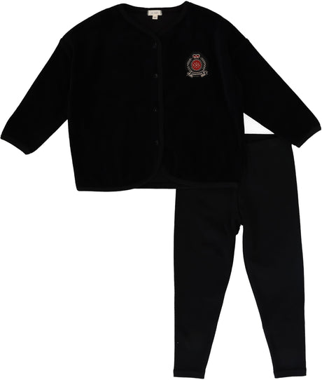 Lil Legs Dressy Loungewear Collection Boys Girls Velour Crest Pajamas - LLF26TP401