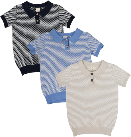Analogie by Lil Legs Downtown Collection Boys Short Sleeve Multi Knit Polo Sweater - MKPL