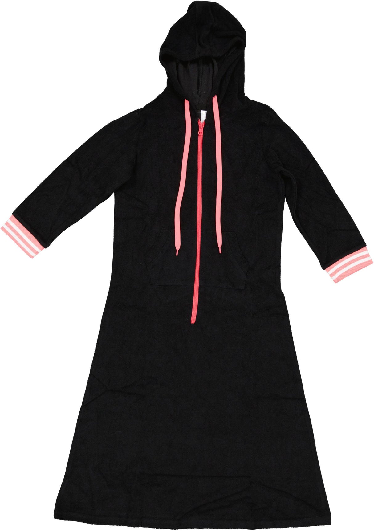 LandsKID Girls Varsity Zippered Lightweight Terry Robe - BRG-VAR