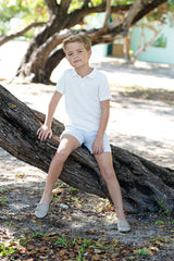 Analogie by Lil Legs Mountain Meadows Collection Boys Textured Stripe Short Sleeve Polo Sweater - TSKP