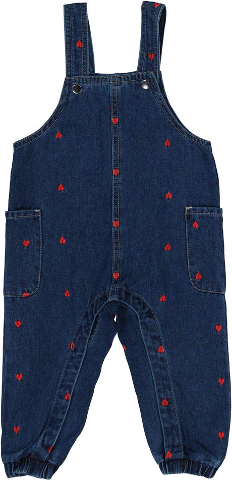 Bonjoy Girls Printed Hearts Denim Overall - TW26010O