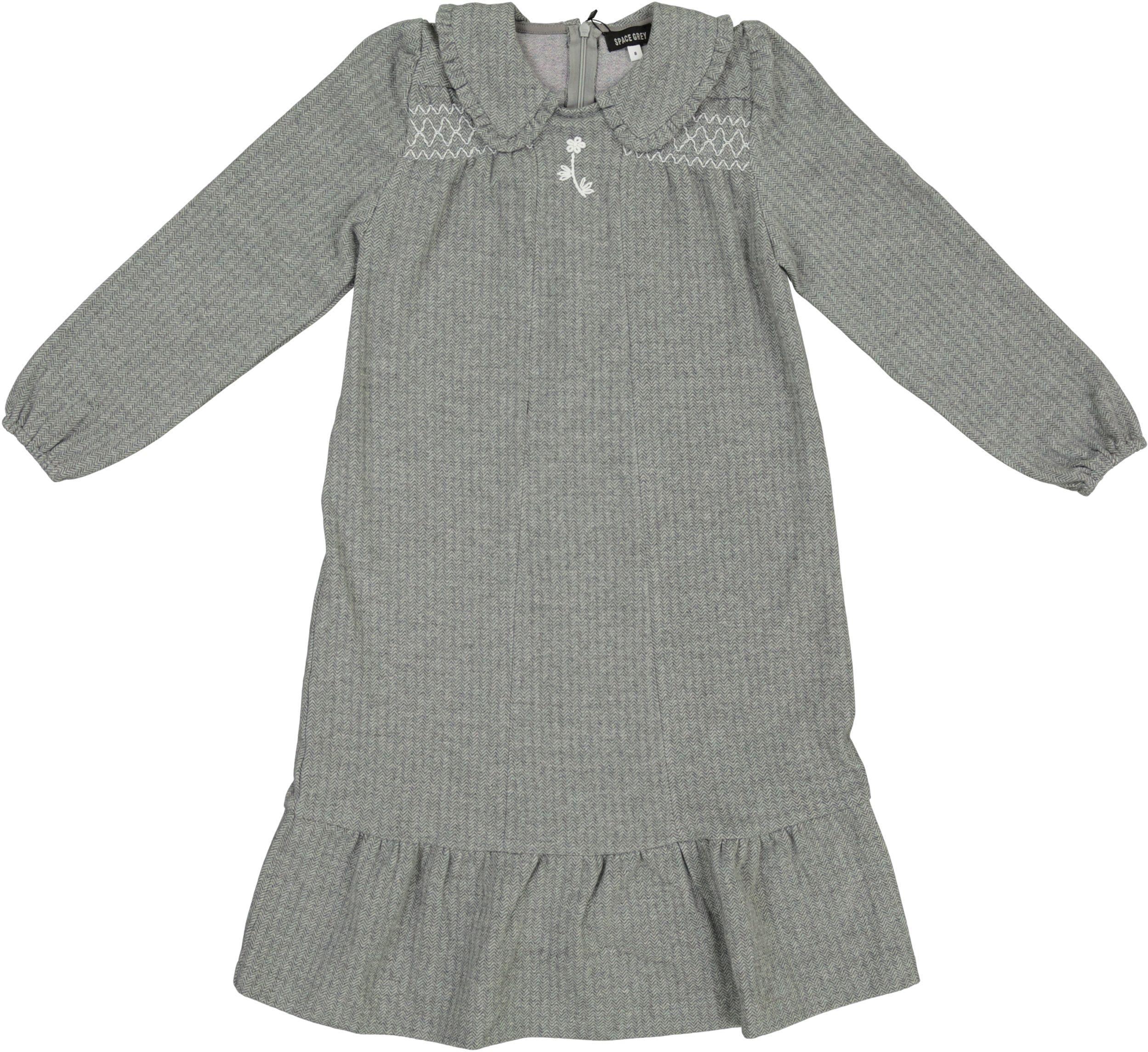 Space Gray Girls Herringbone Dress - WB5CY2738D Gray / 7 Space Gray Girls Herringbone Dress - WB5CY2738D Gray / 7