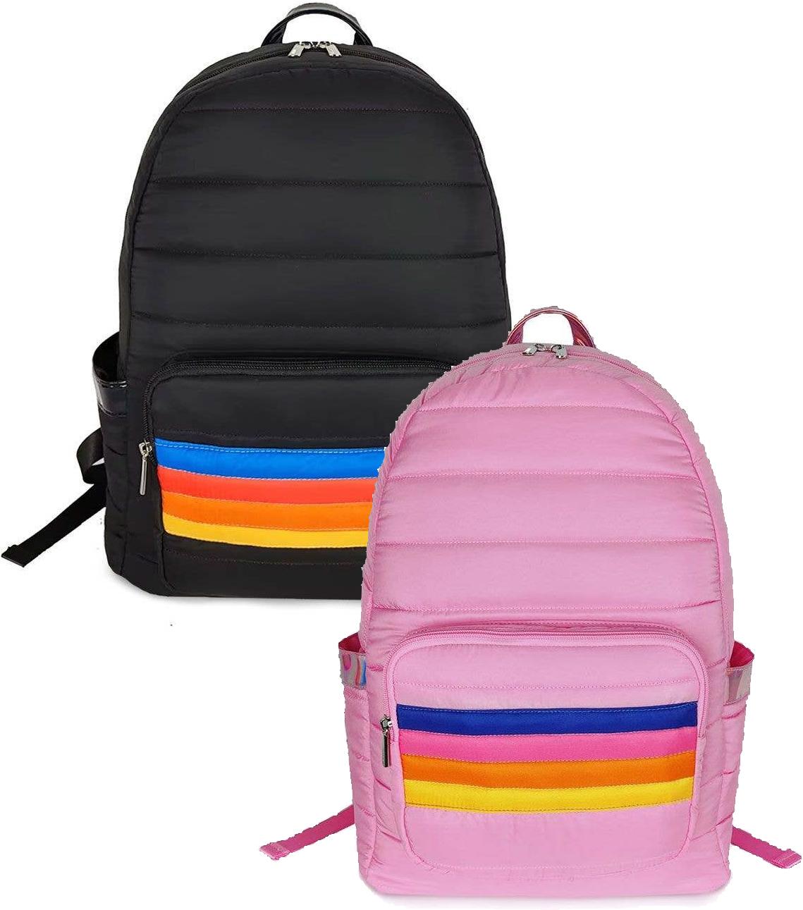 Top Trenz Retro Stripes Puffer Backpack - BP-PUFB-RETRO