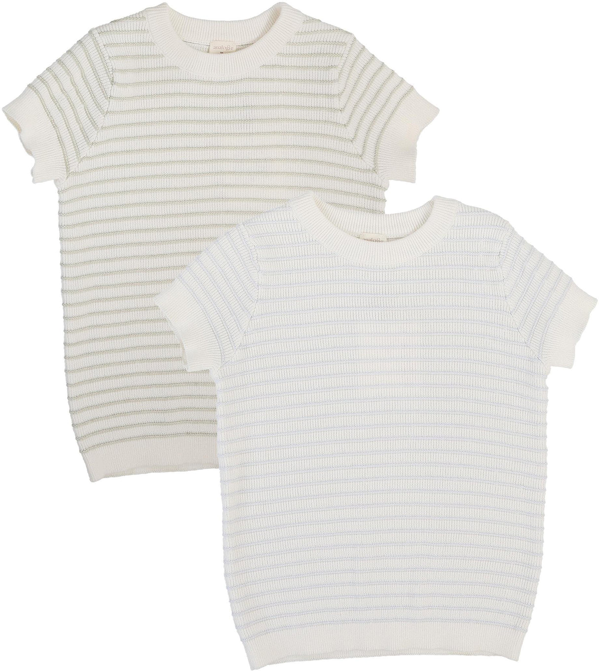 Analogie by Lil Legs Mountain Meadows Collection Boys Textured Stripe Short Sleeve Sweater - TSKC
