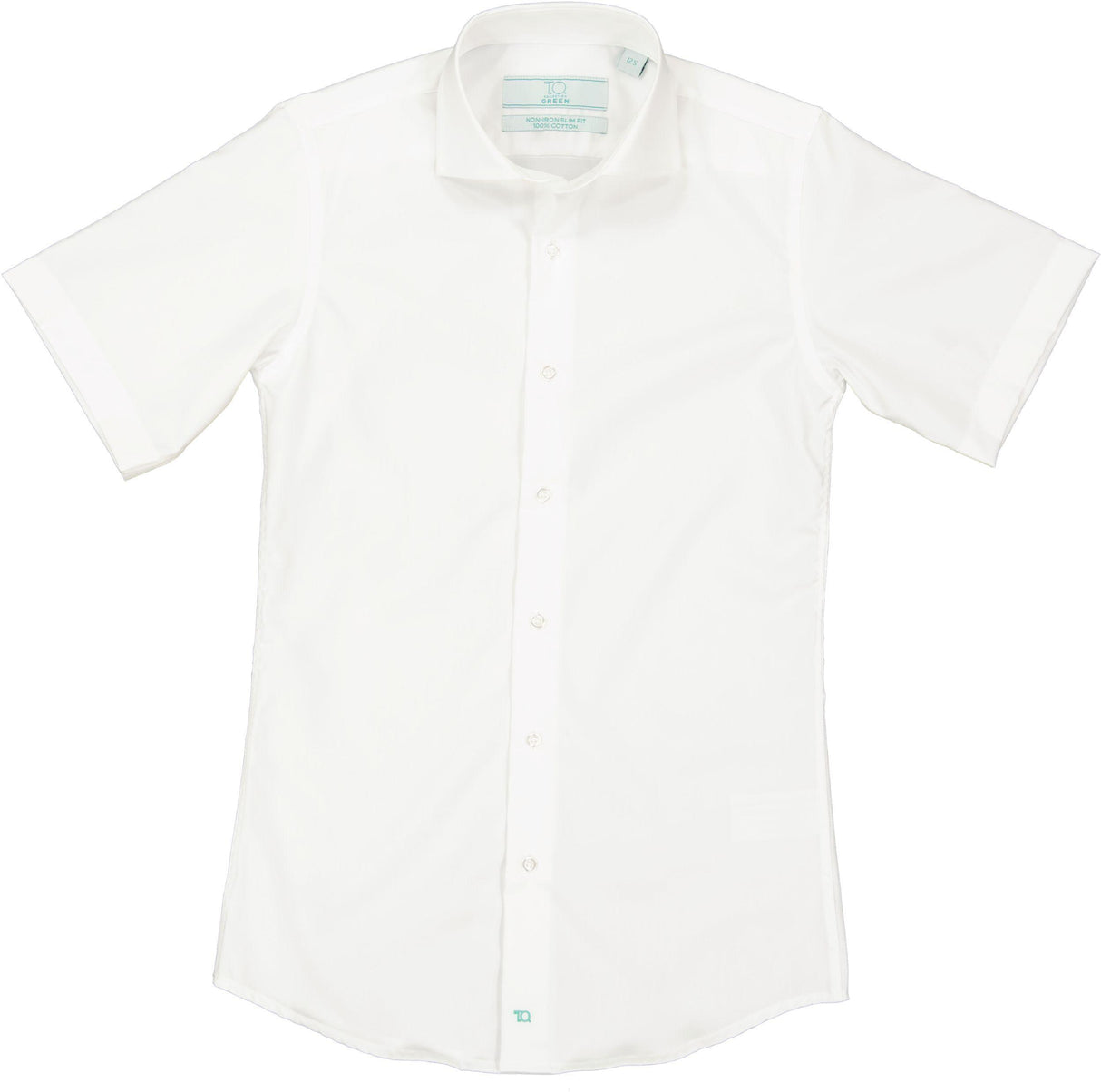T.O. Collection Boys Green Label White Short Sleeve Dress Shirt