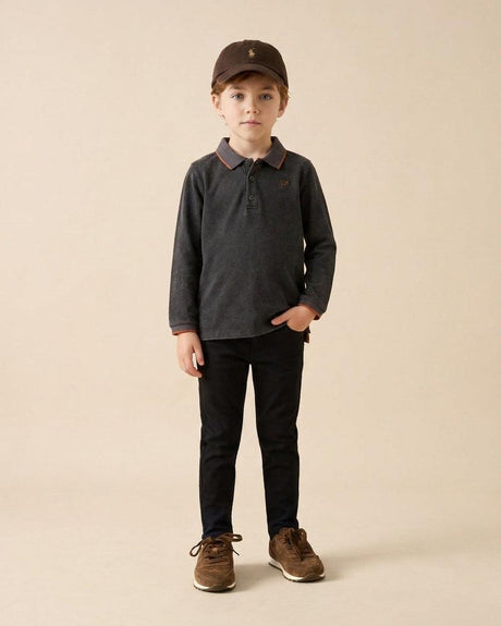 Analogie by Lil Legs Stitch Studio Collection Boys Long Sleeve Polo Shirt - AF26T700