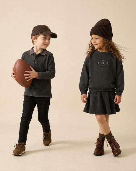 Analogie by Lil Legs Stitch Studio Collection Boys Long Sleeve Polo Shirt - AF26T700