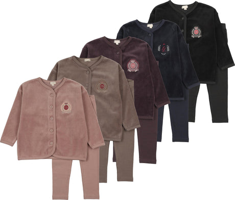 Lil Legs Dressy Loungewear Collection Boys Girls Velour Crest Pajamas - LLF26TP401