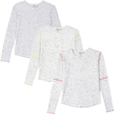 FYI Girls Teens Ribbed Speckle Long Sleeve T-shirt - SB6CP7394