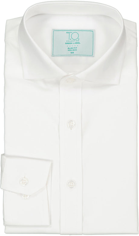 T.O. Collection Green Label Boys White Long Sleeve Dress Shirt