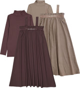 Lil Legs Dressy Loungewear Collection Girls Embroidered Jumper Mockneck Set Maxi Robe - AF26D215