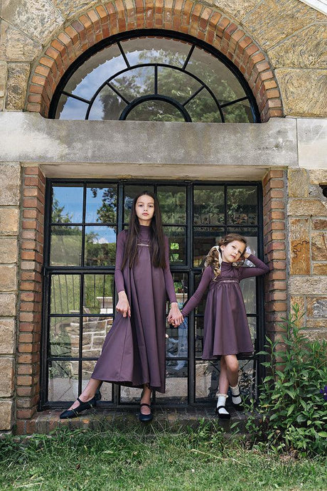 Lil Legs Dressy Loungewear Collection Girls Embroidered Jumper Mockneck Set Maxi Robe - AF26D215