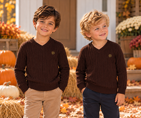 Charlotte & George Boys Cable Knit Sweater - WB6CP7447BT