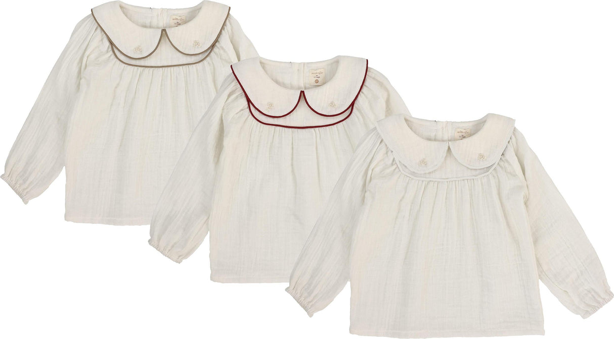 Analogie by Lil Legs Signature Collection Girls Long Sleeve Embroidered Blouse - AF26T712