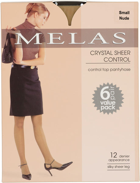 Melas Womens Sheer Control Top 12 Denier Pantyhose 6 Pack - AS-6096