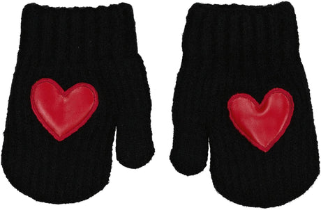 Dacee Leather Heart Knit Mittens - MIT32A