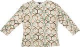 Paniz Womens Hexagon Print 3/4 Sleeve T-shirt - LT-103-80