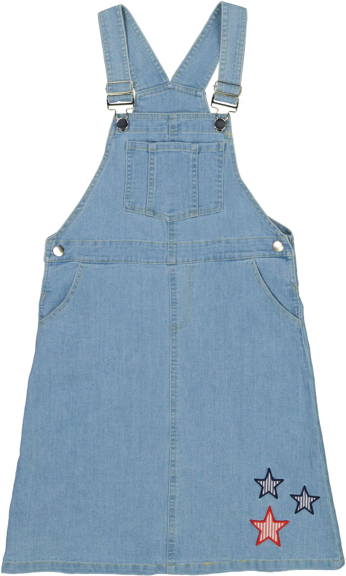 Bopop Girls Pinstripe Stars Denim Jumper - TR112