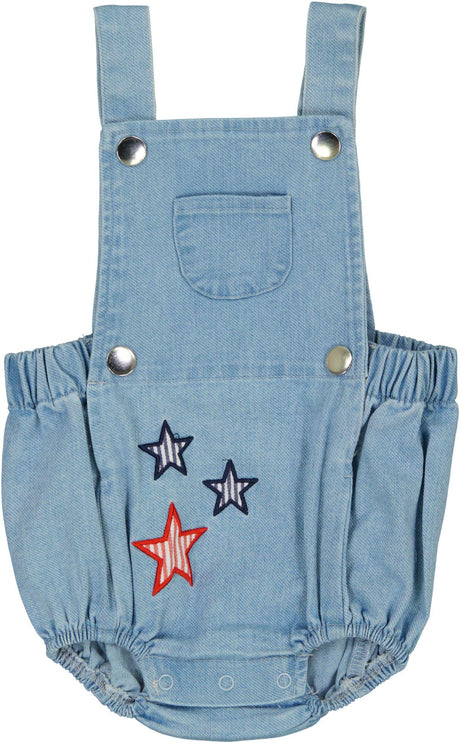 Bopop Baby Boys Girls Pinstripe Stars Denim Romper - TR117
