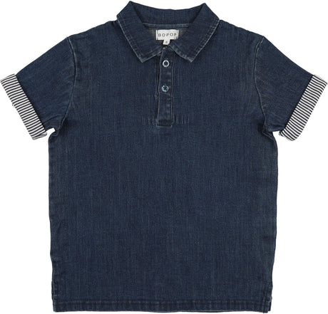 Bopop Boys Pinstripe Short Sleeve Polo Shirt - TR148