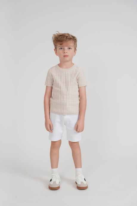 Charlotte & George Boys Raised Rib Short Sleeve Sweater - SB6CP7387R