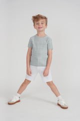 Charlotte & George Boys Raised Rib Short Sleeve Sweater - SB6CP7387R