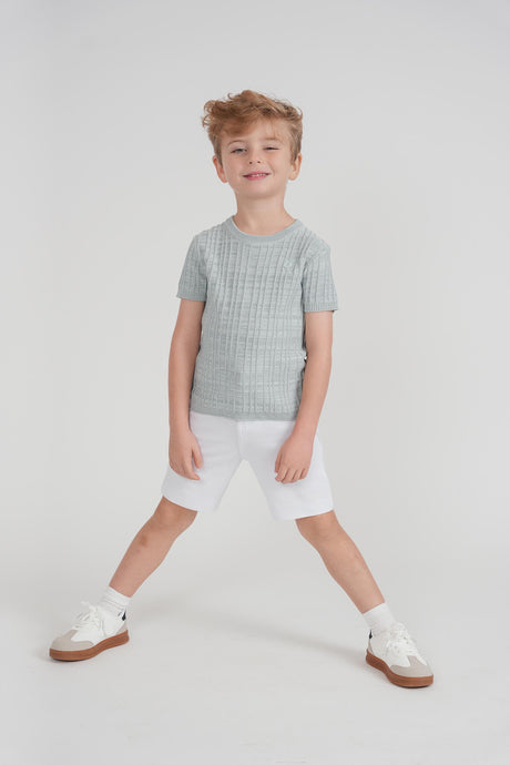 Charlotte & George Boys Raised Rib Short Sleeve Sweater - SB6CP7387R