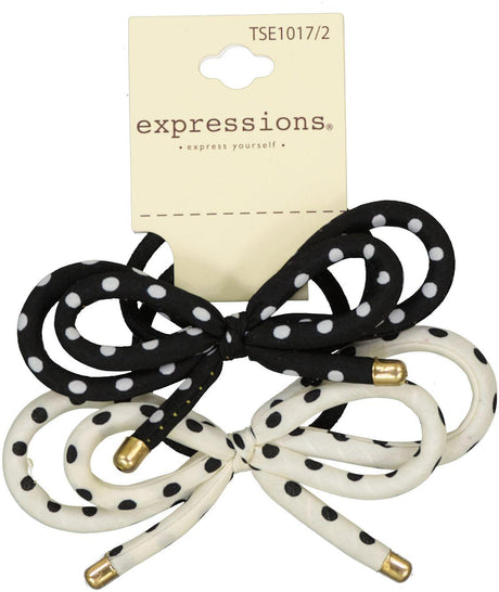 Expressions Dotted Bow Ponytail Holder 2 Pack - TSE1017