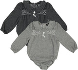 Space Gray Baby Girls Herringbone Romper - WB5CY2738