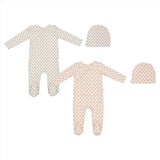 Mon Cheri Baby Boys Girls Diamond Print Cotton Footie & Beanie Set - MC215/MC216