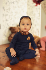 L'amour Lou Baby Boys Girls Pointelle Bear Patch Collection Cotton Footie - LLFW10